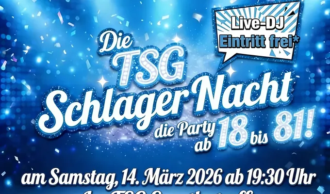 Partyalarm im Sportlertreff: die TSG Schlagernacht